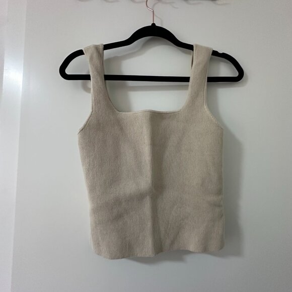 Reformation Julia Ribbed Tank Tan - Picture 3 of 4